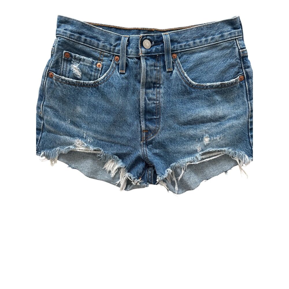Levi's Premium 501 Original Distressed 90's Style Denim Shorts Size 26 Pristine